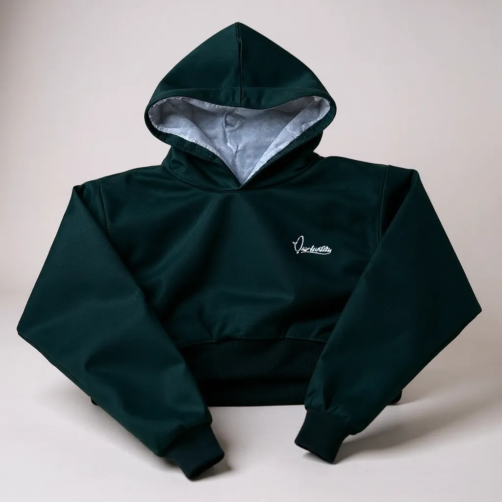 Forest Green Crop Overhead Hoodie