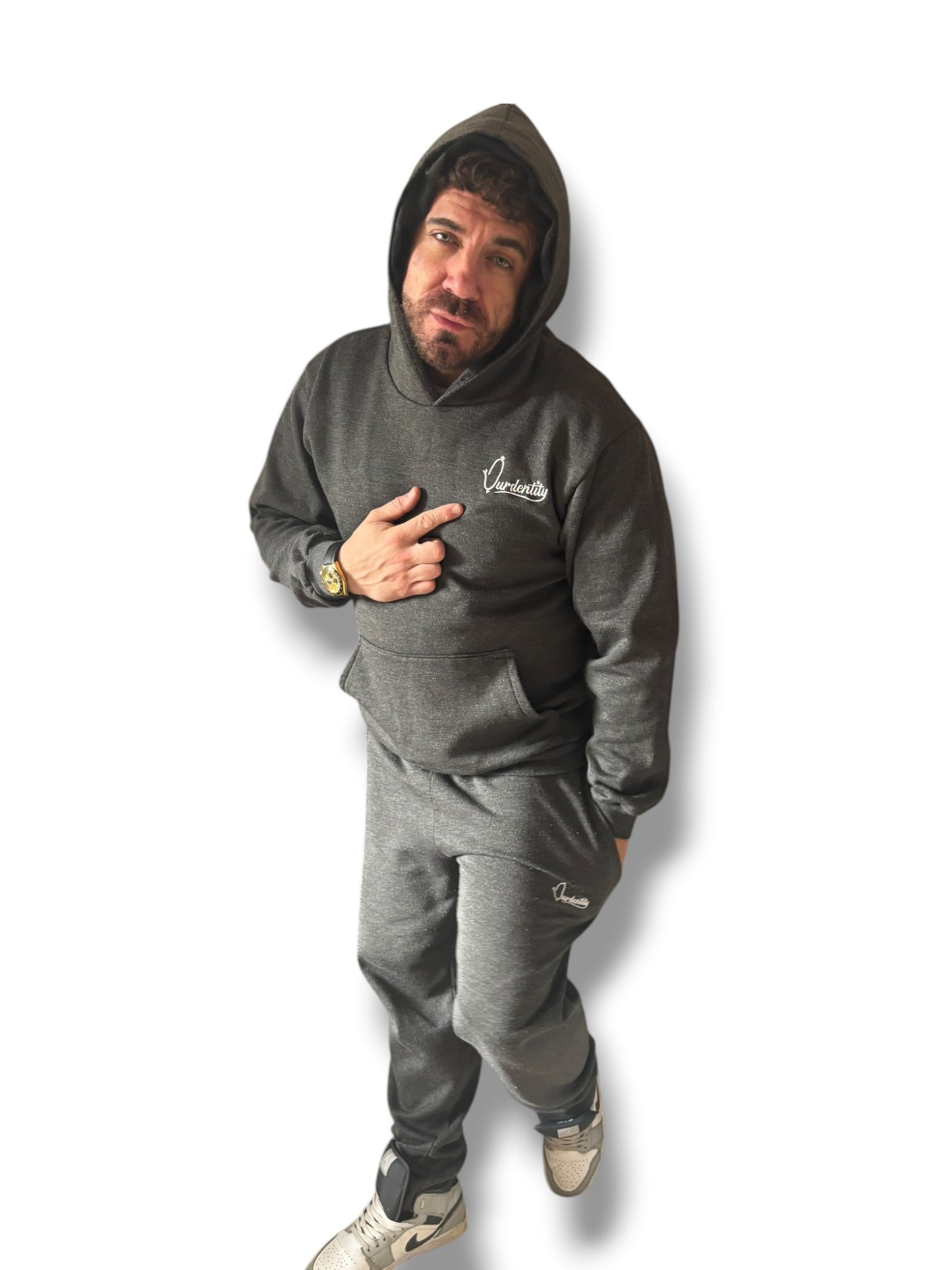 Luxe Raven Grey Tracksuit with Satin Lined Hood