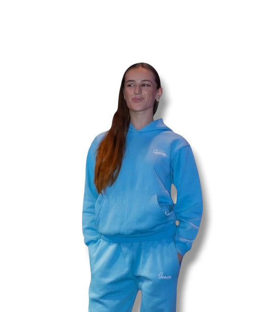 Satin Lined Sky Blue Hoodie