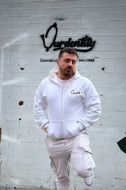 Satin Lined White Hoodie