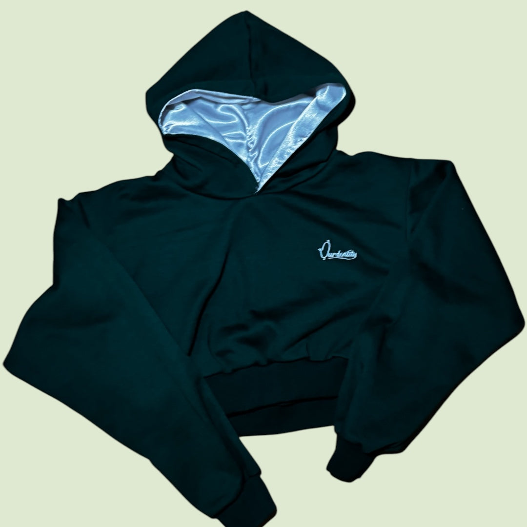 Foret Green Crop Overhead Hoodie