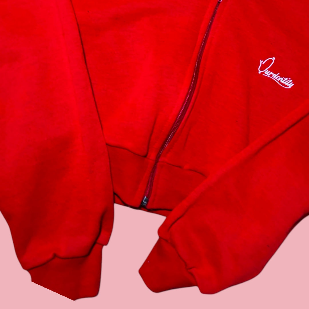 Red Crop Zip Hoodie