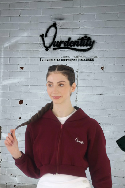 Dark Wine Luxe Crop Hoodie