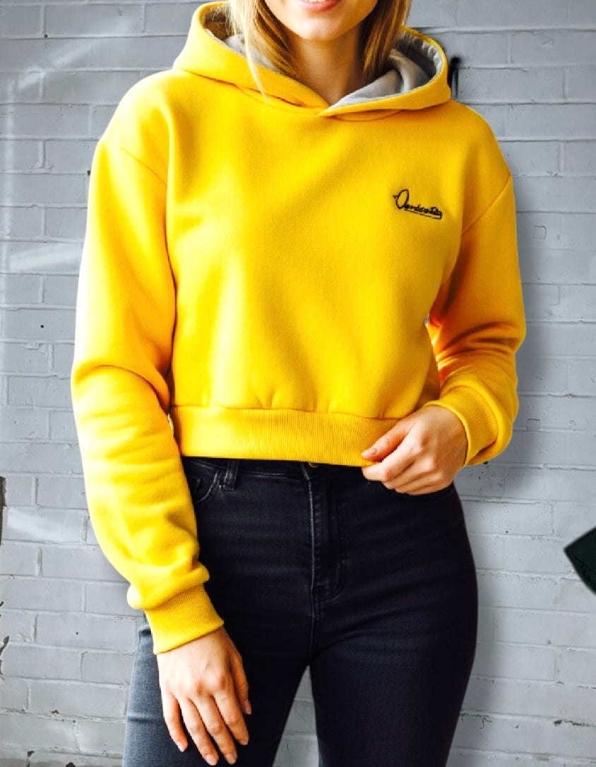 Yellow Luxe Crop Hoodie