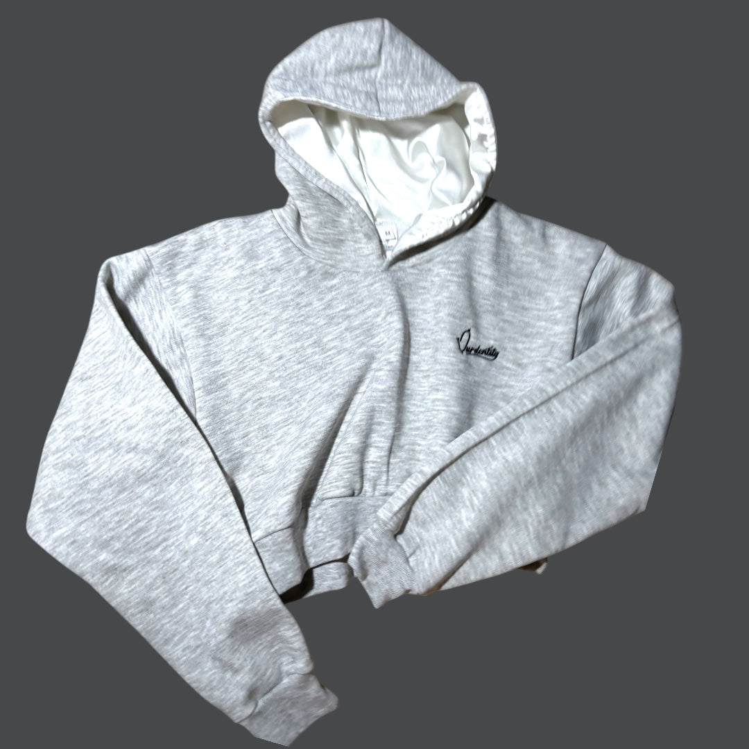 Silver Grey Crop Overhead Hoodie