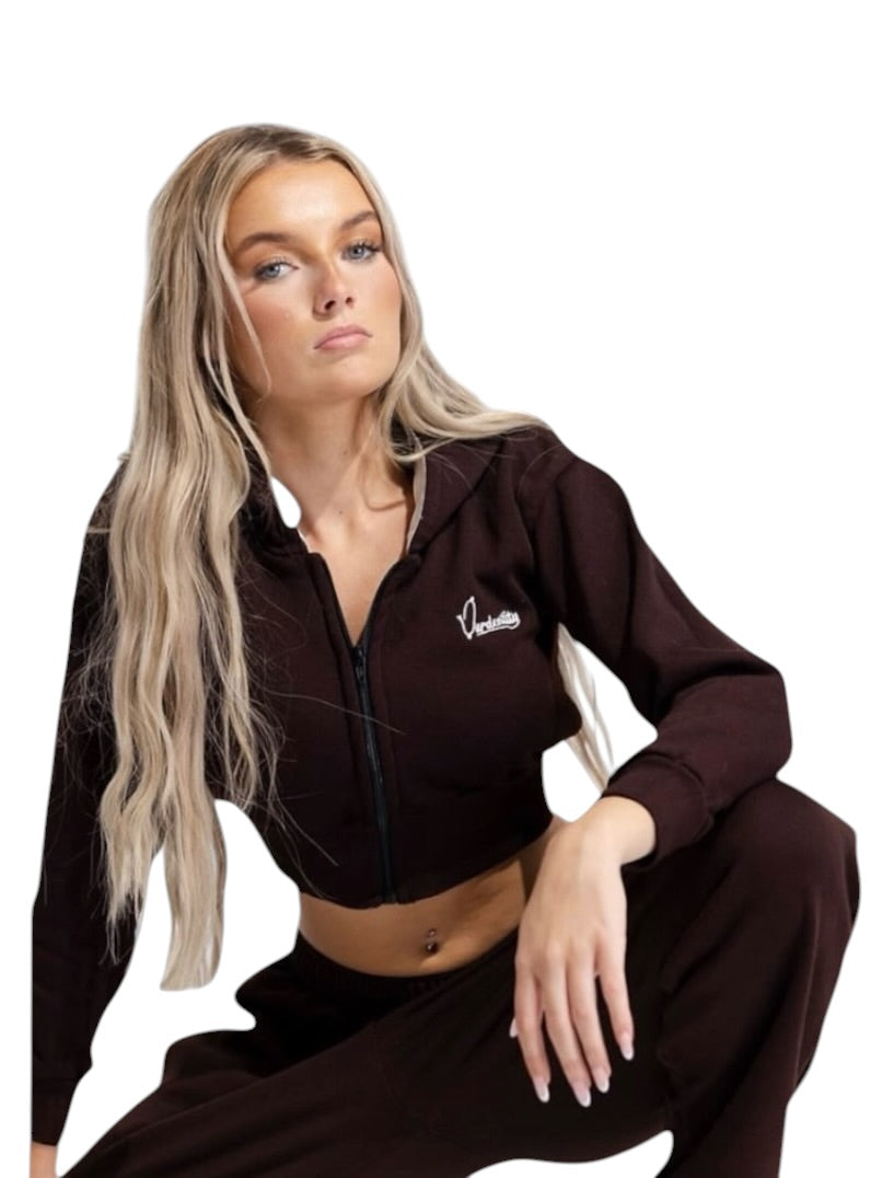 Chocolate Brown Luxe Crop Hoodie