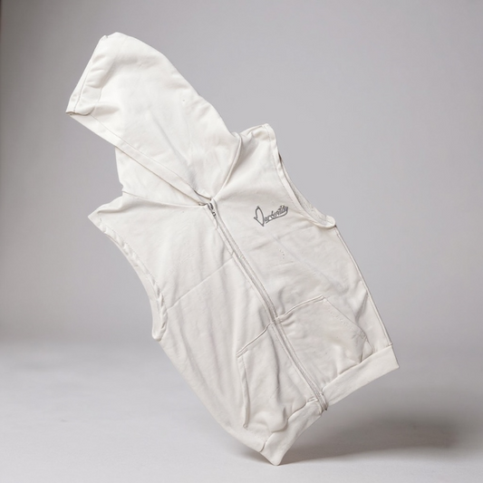 White Sleeveless Hoodie