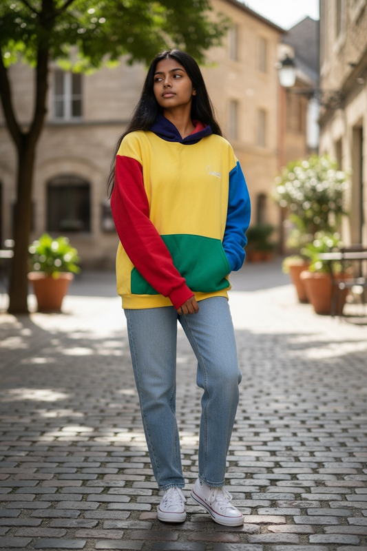 Colourblock Overhead Hoodie Yellow