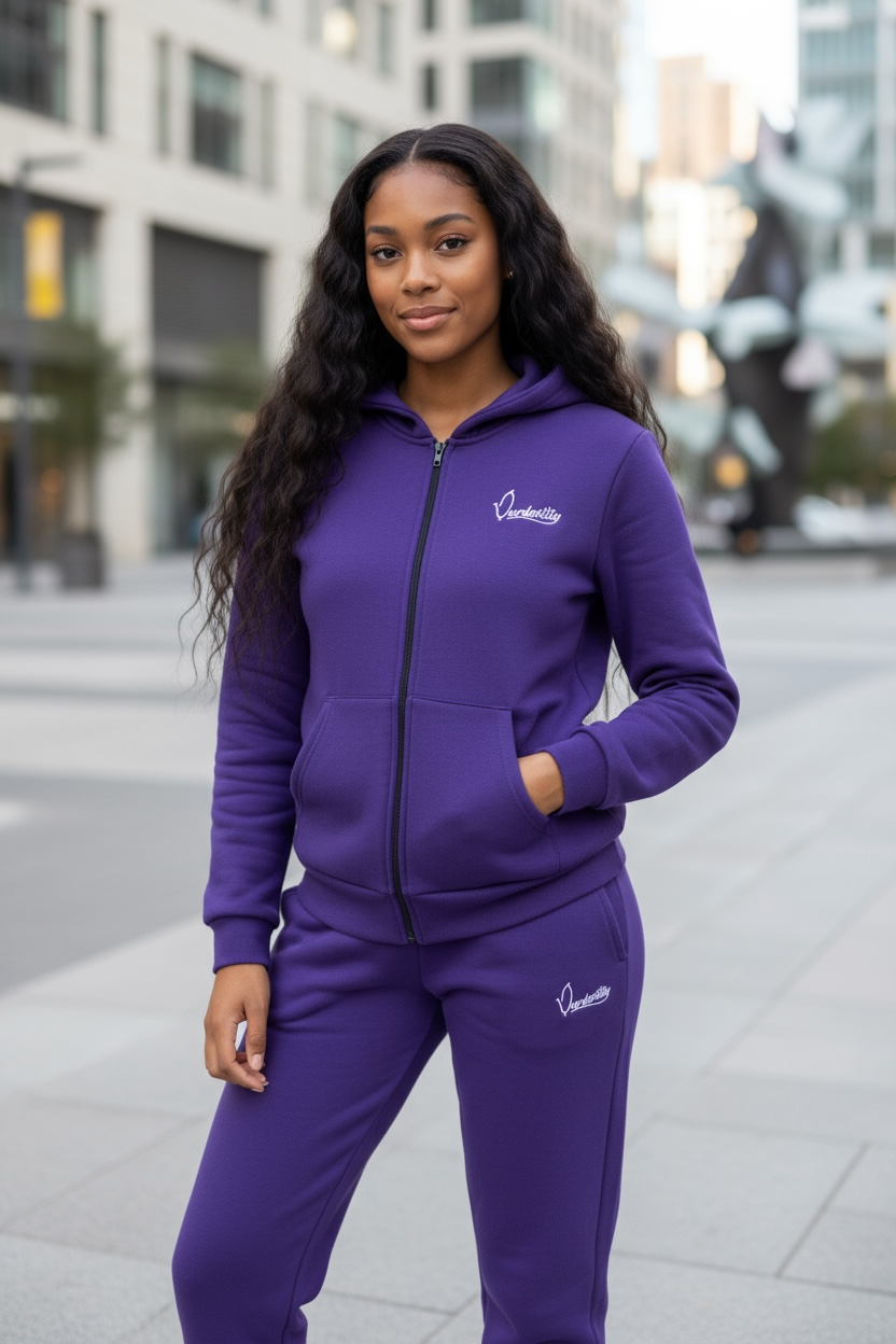 Purple Full Zip Cuff Bottom Tracksuit