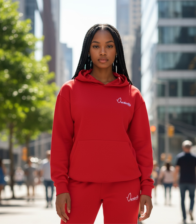 Satin Lined Red Overhead Hoodie
