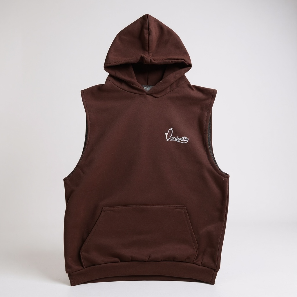 Brown Sleeveless Hoodie