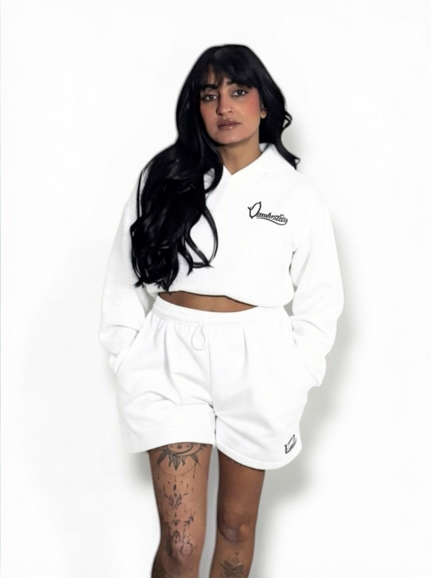 White Luxe Crop Hoodie