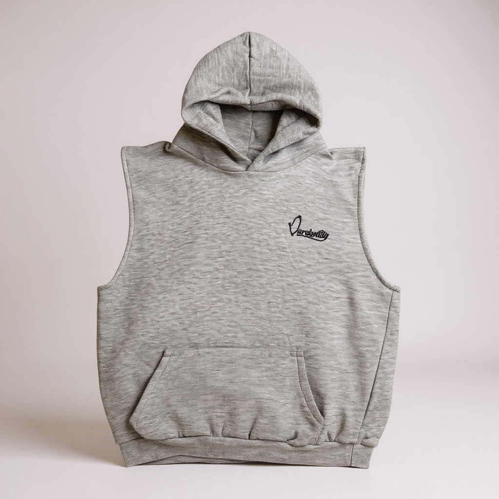 Silver Grey Overhead Sleeveless Hoodie