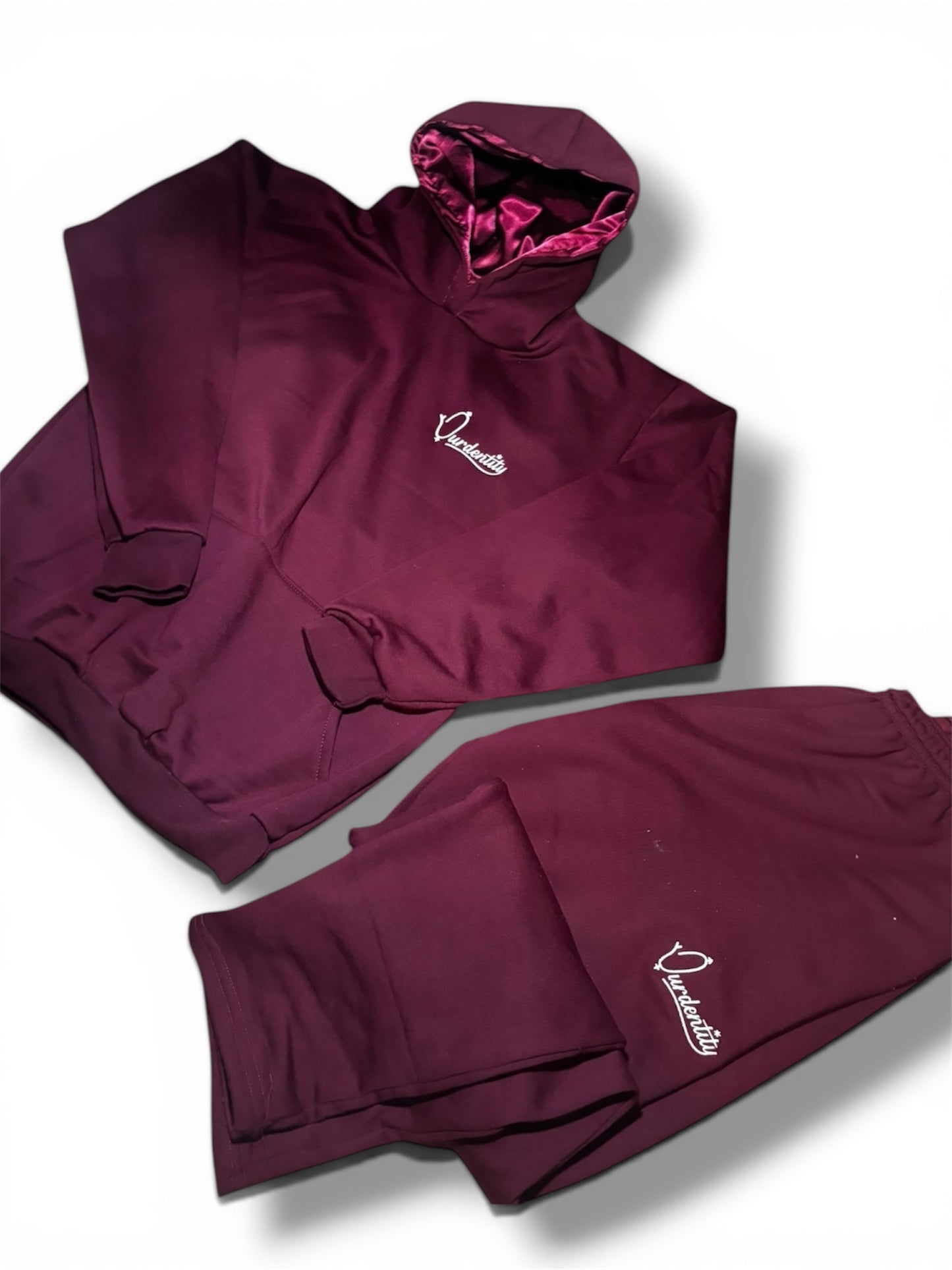 Luxe Dark Wine Tracksuit with Satin Lined Hood
