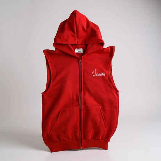 Red Sleeveless Hoodie