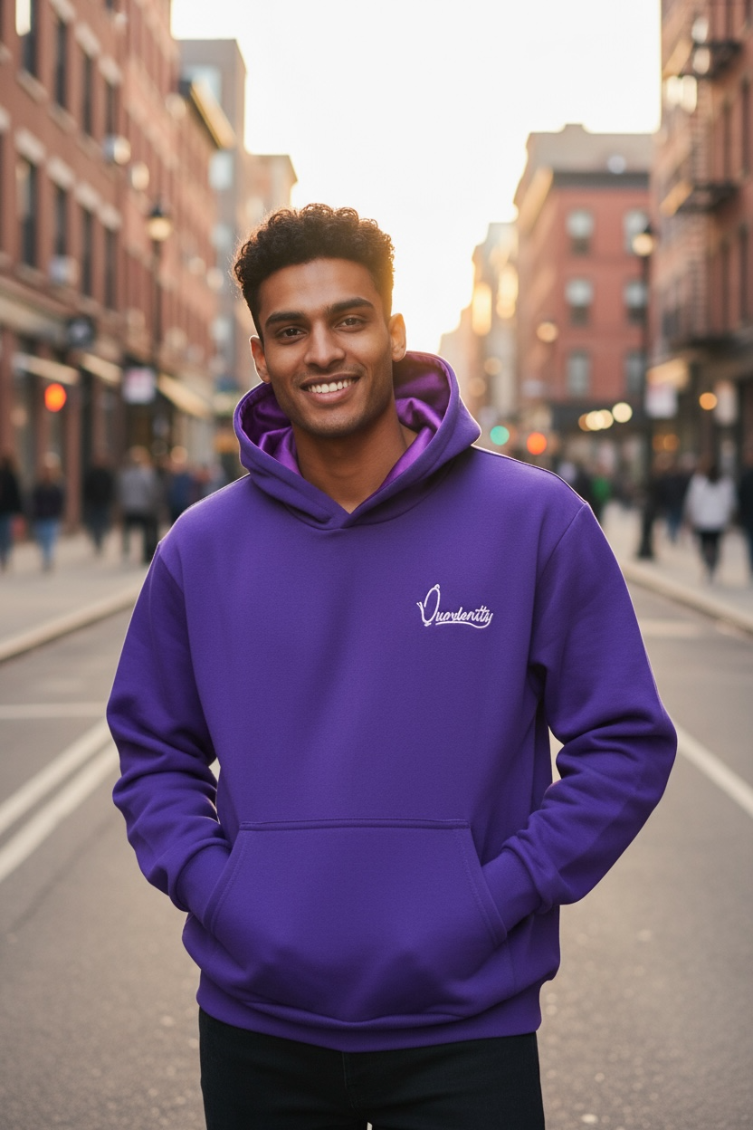 Satin Lined Purple Overhead Hoodie