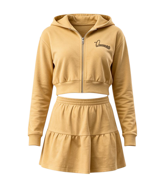 Caramel Crop hoodie and Miniskirt Skirt
