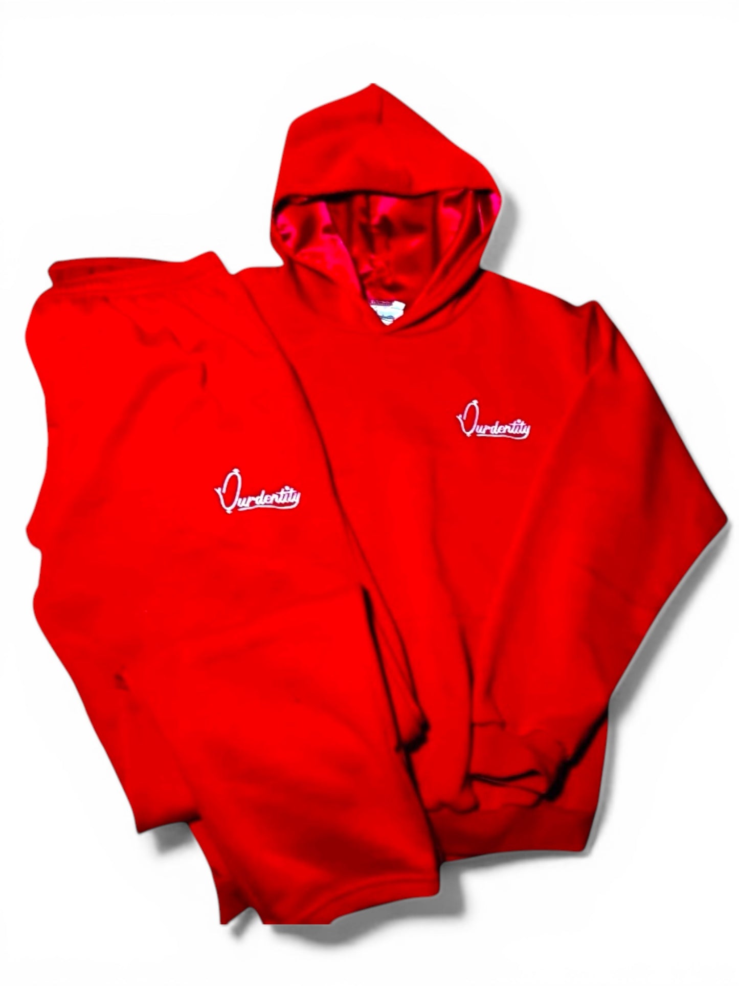 Luxe Red Tracksuit with Satin Lined Hood