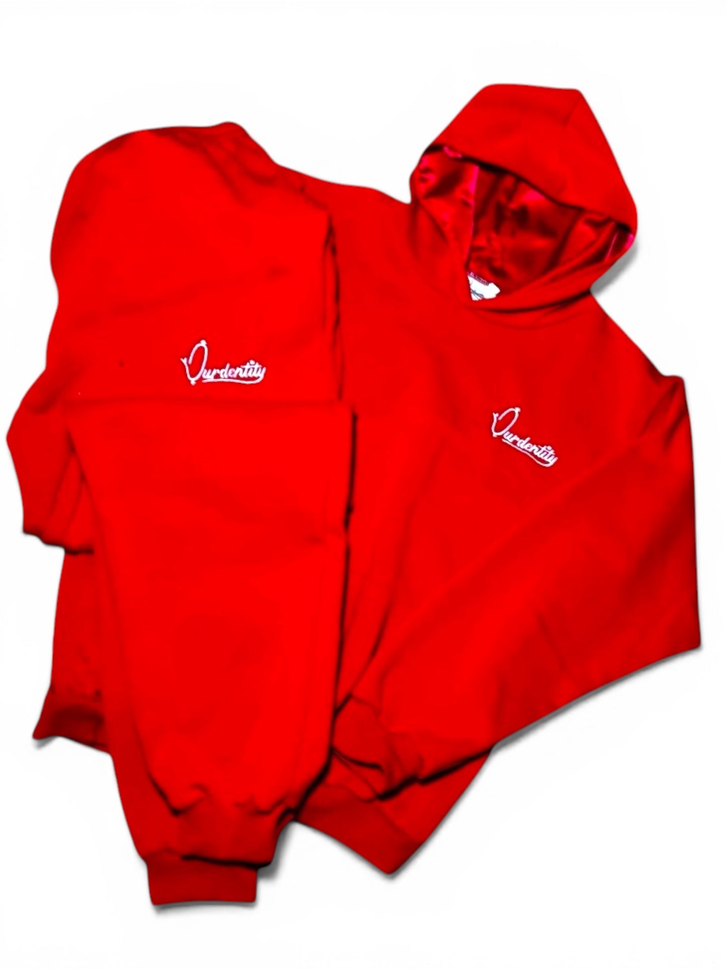Luxe Red Tracksuit with Satin Lined Hood