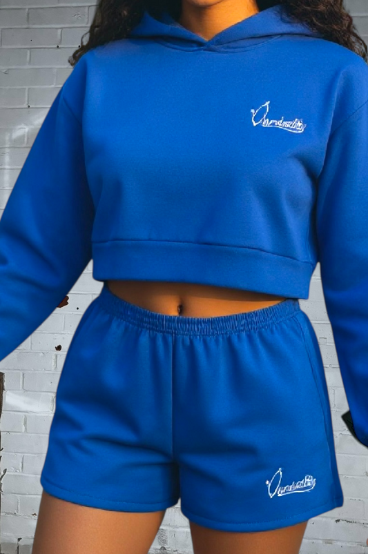 Royal Blue Loungewear Set with our Signature Satin Lined Hood