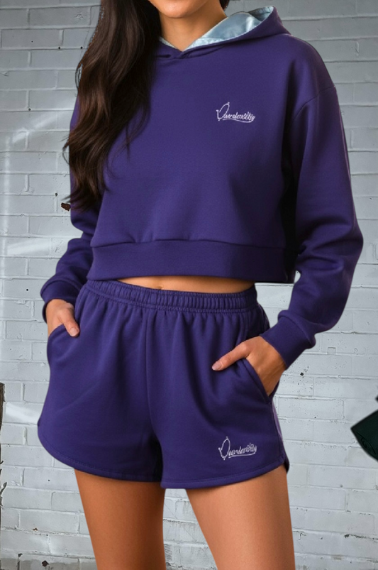 Purple Loungewear Set with our Signature Satin Lined Hood