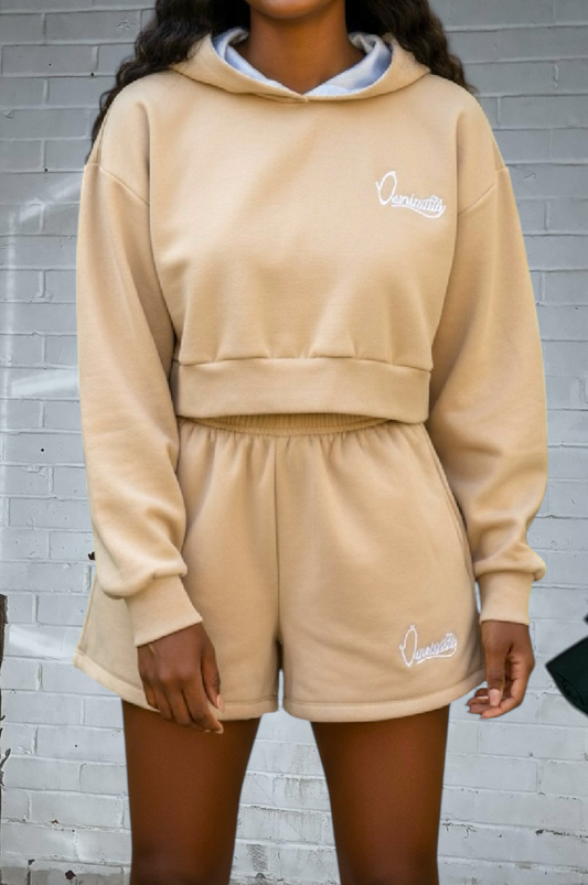 Caramel Loungewear set with our Signature Satin Lined Hood