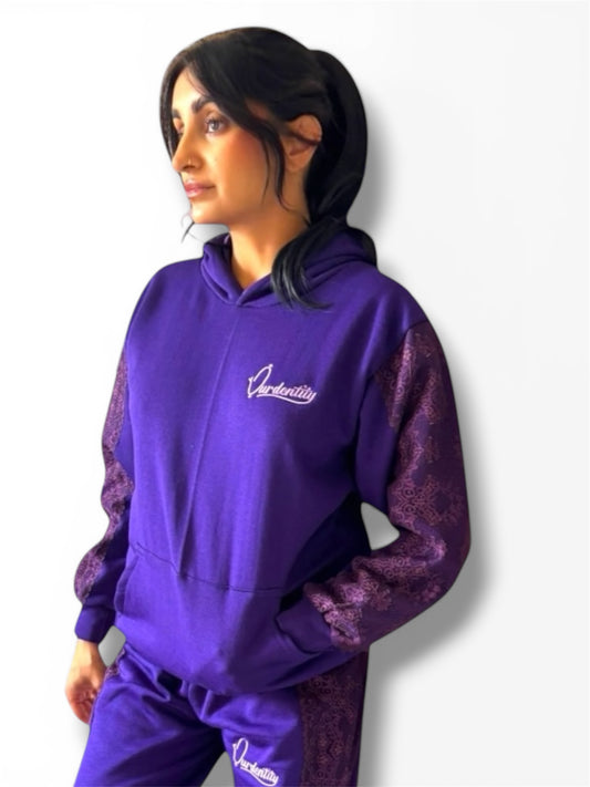 Purple Tracksuit with Lace Detailing and Signature Satin Lined Hood