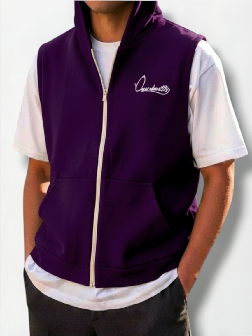 Purple Signature Sleeveless Hoodie