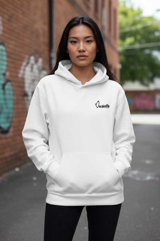 Satin Lined White Overhead Hoodie