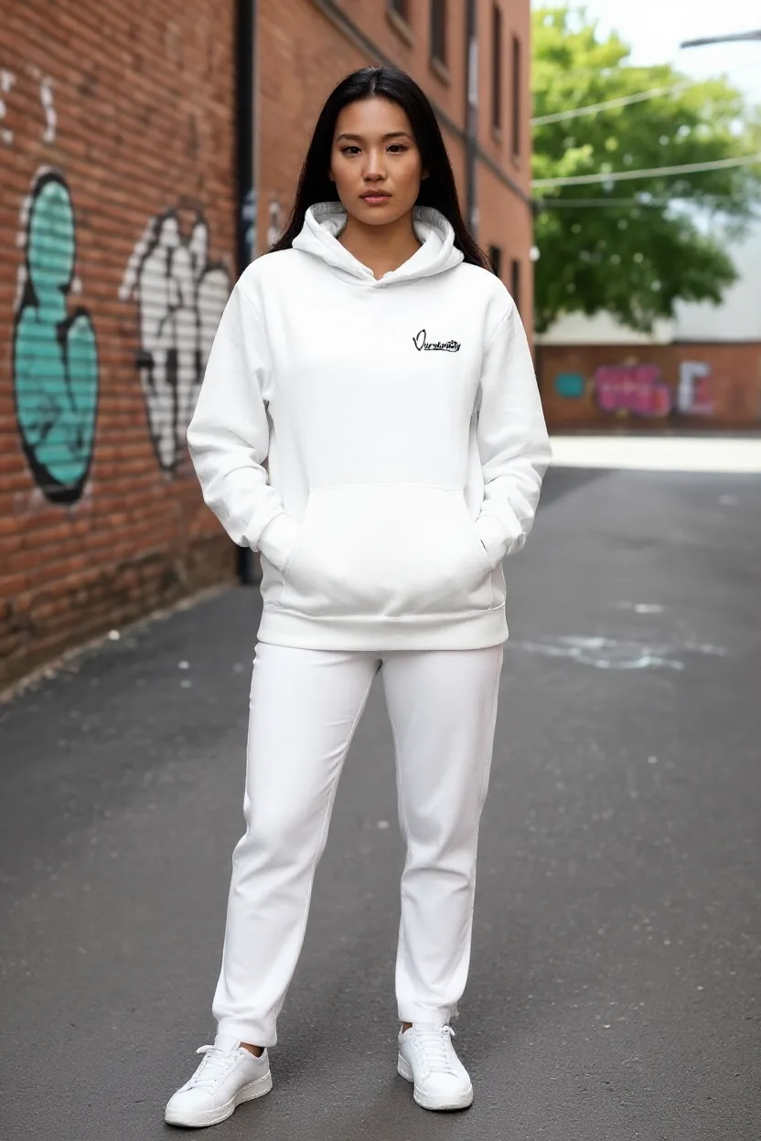 White Tracksuit with Satin Lined Hood